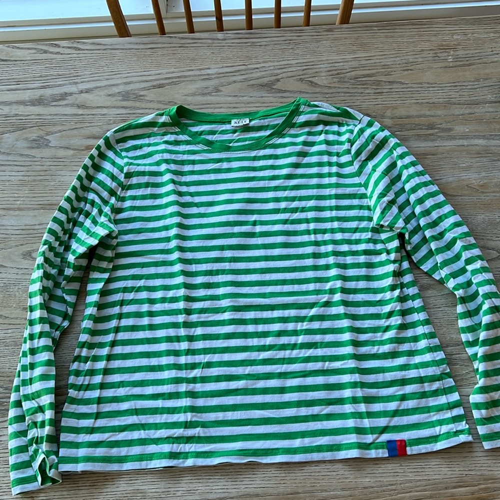 Kule long sleeve green and white striped t shirt